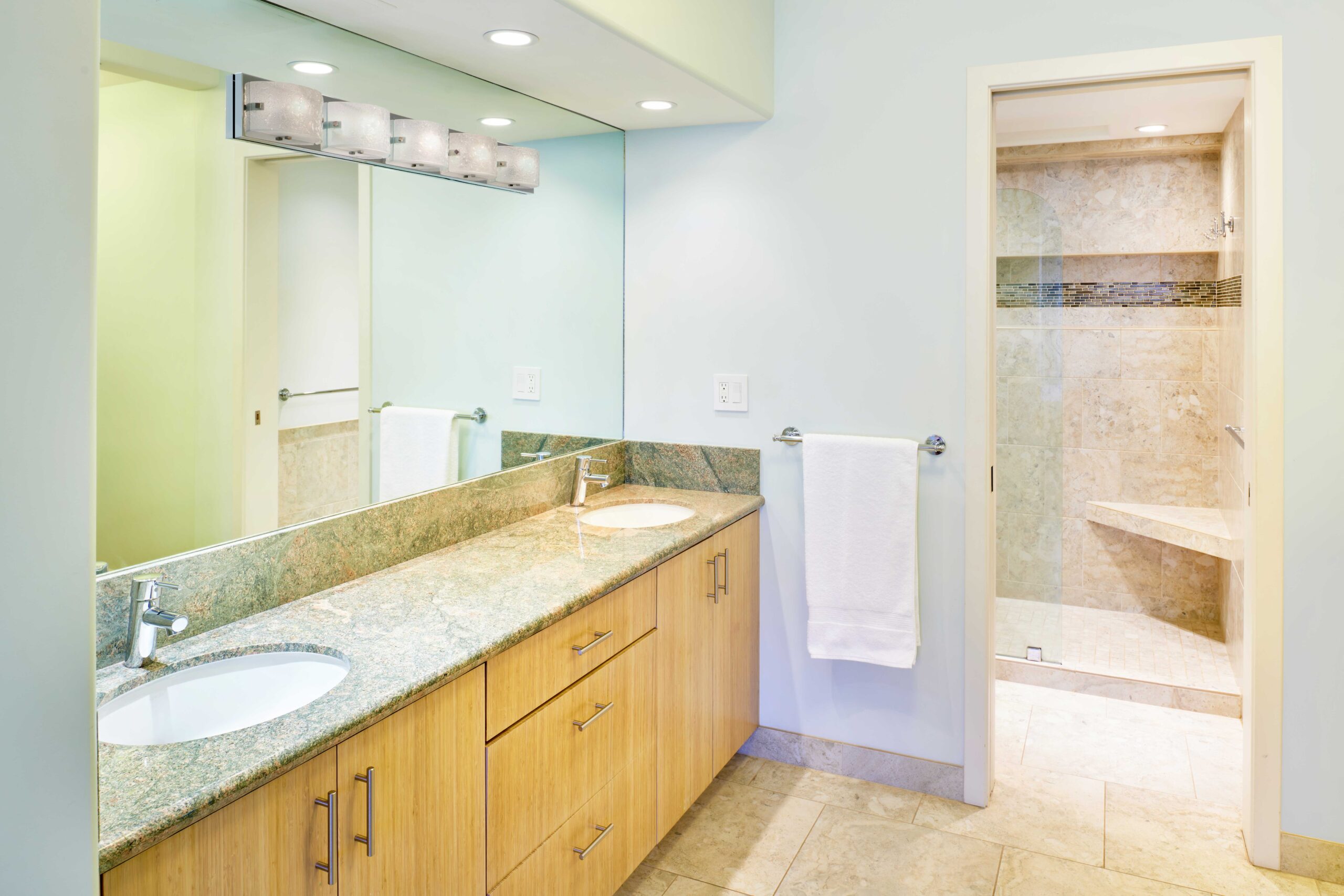 1 or 2-Bedroom Ocean View Premium bathroom with double vanity and walk-in shower