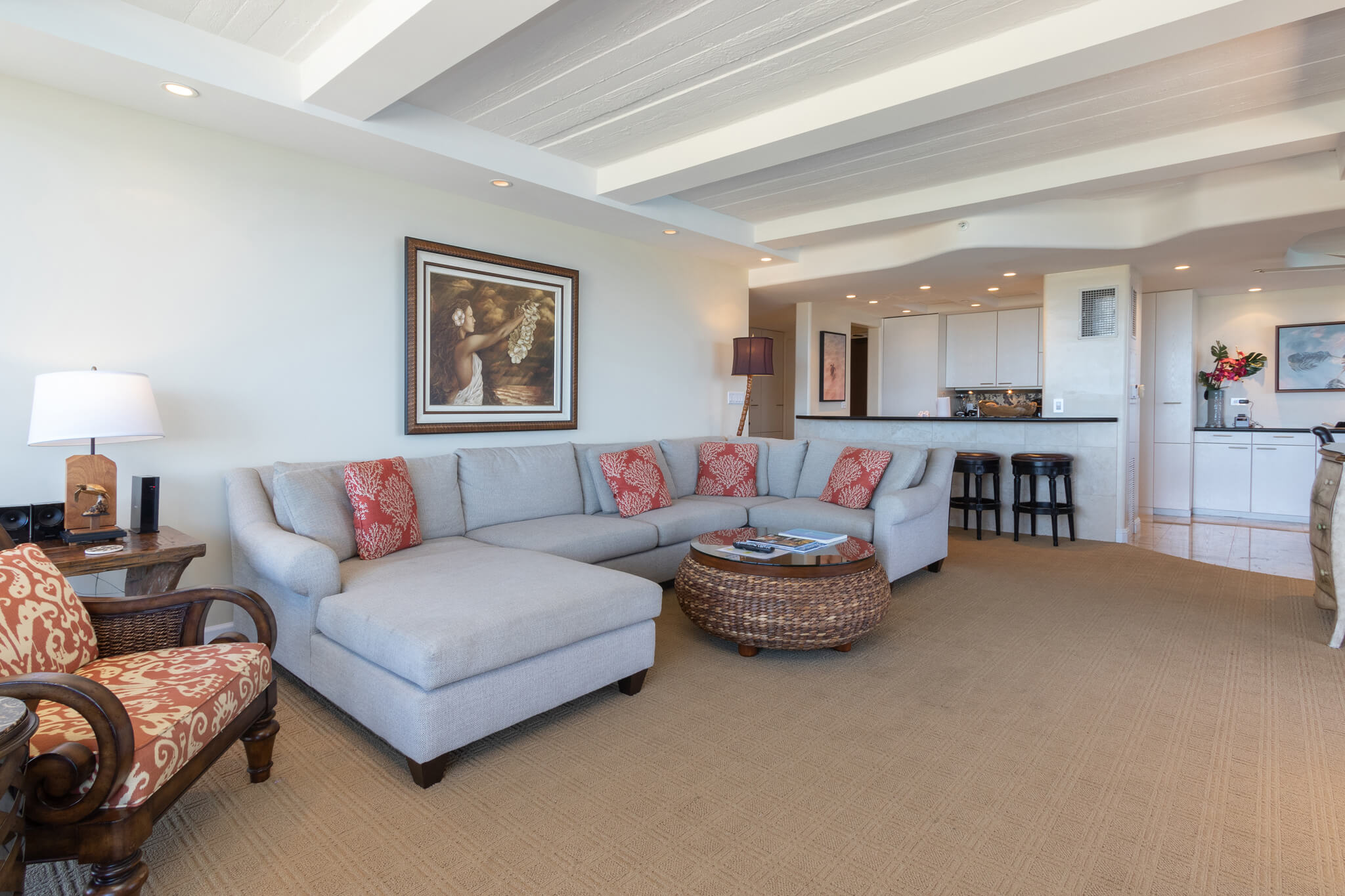 Living area with a sectional couch.